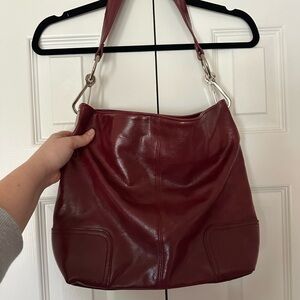 red leather purse